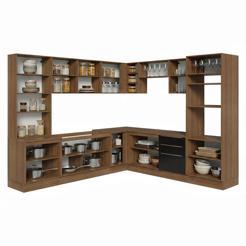 Armário de Cozinha Completa 566 x 60 cm Rustic/Preto Lux Madesa 01 - Image 5