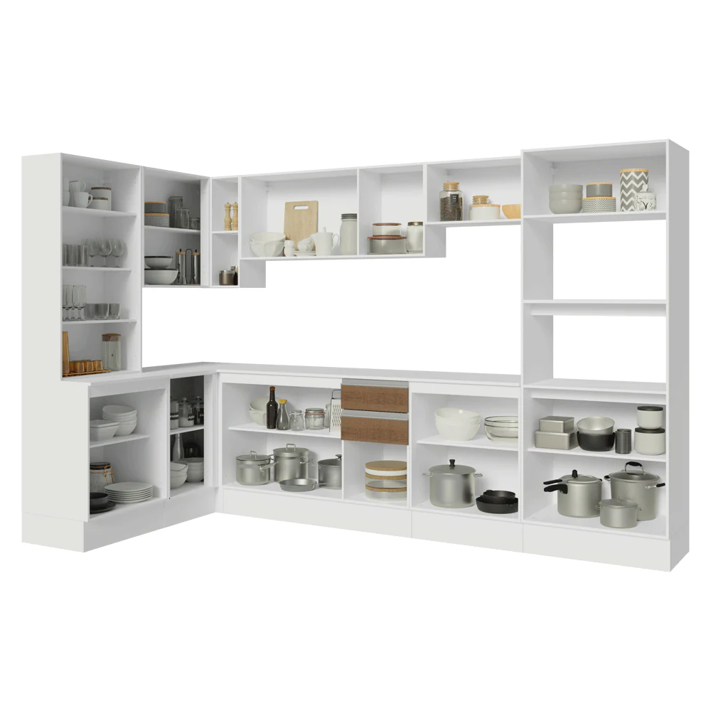 Armário de Cozinha Completa de Canto 100% MDF 447 cm Branco/Rustic/Crema Smart Madesa 02 - Image 5
