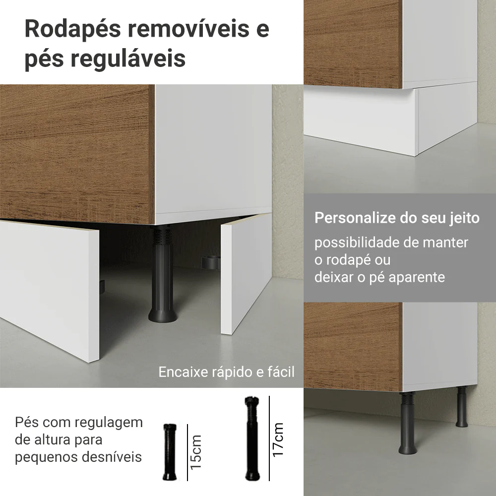 Armário de Cozinha Completa de Canto 100% MDF 447 cm Branco/Rustic/Crema Smart Madesa 02 - Image 9