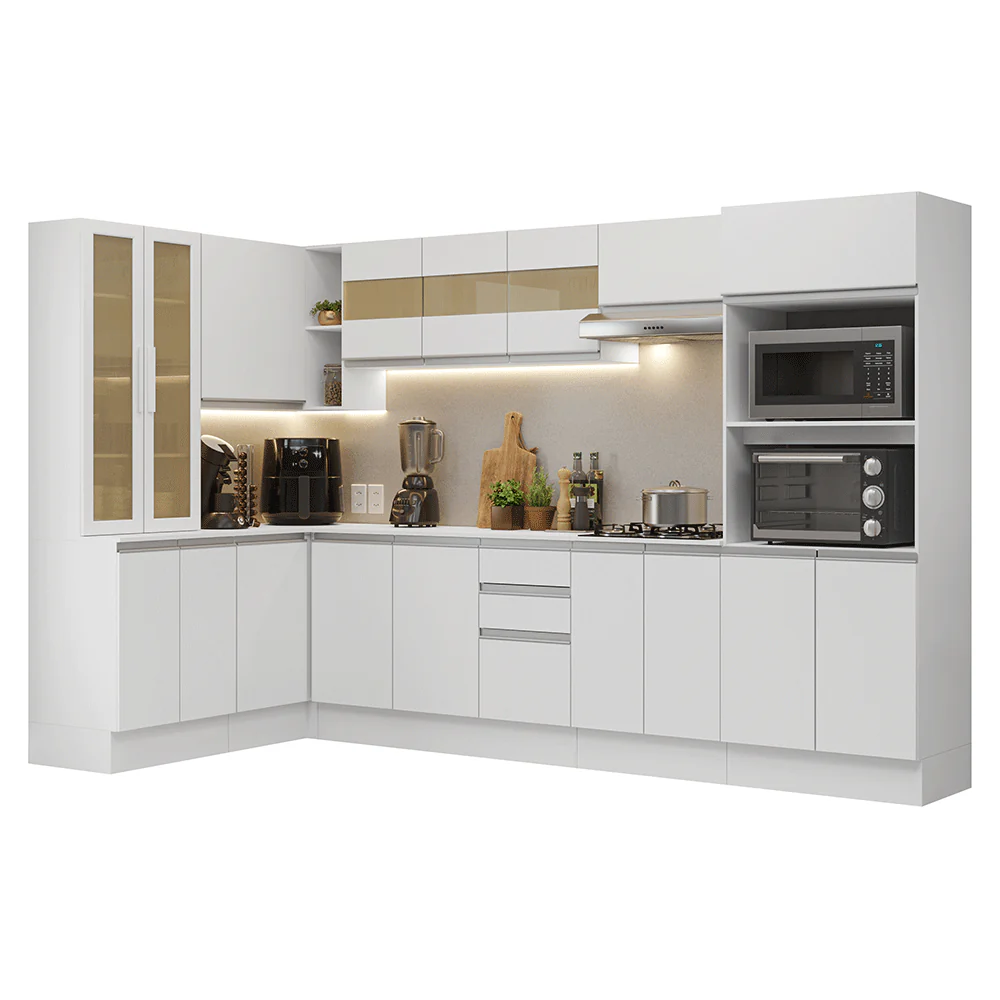 Armário de Cozinha Completa de Canto 100% MDF 447 cm Branco Smart Madesa 02 - Image 2