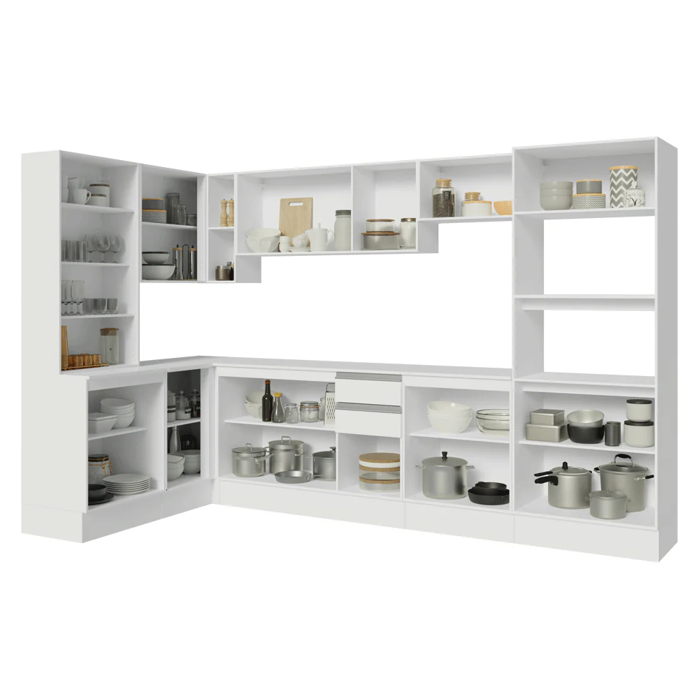 Armário de Cozinha Completa de Canto 100% MDF 447 cm Branco Smart Madesa 02 - Image 5