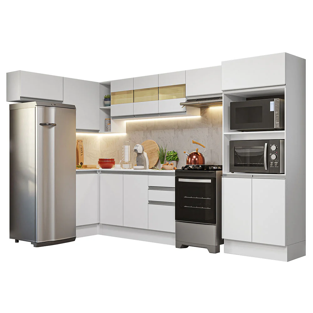 Armário de Cozinha Completa de Canto 100% MDF 447cm Branco Smart Madesa 01 - Image 2