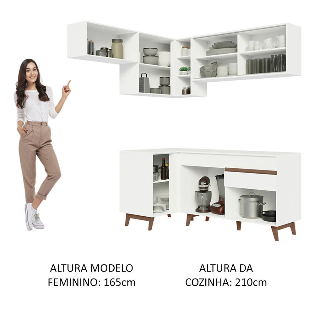 Armário de Cozinha Completa de Canto 332cm Branco Reims Madesa 03 - Image 5