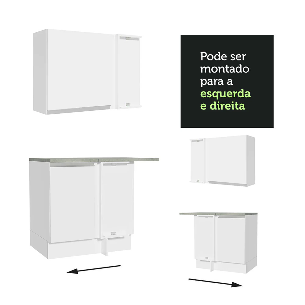 Armário de Cozinha Completa de Canto 349cm Branco Glamy Madesa 06 - Image 10