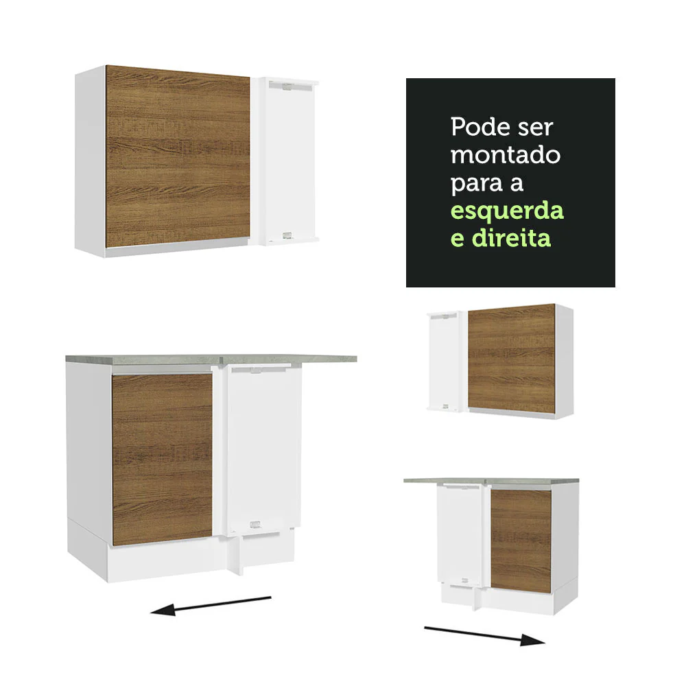 Armário de Cozinha Completa de Canto 349cm Branco/Rustic Glamy Madesa 06 - Image 10