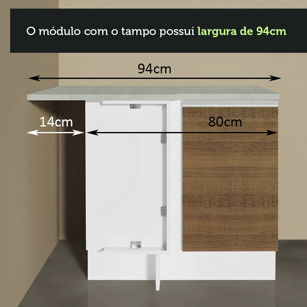 Armário de Cozinha Completa de Canto 349cm Branco/Rustic Glamy Madesa 06 - Image 9