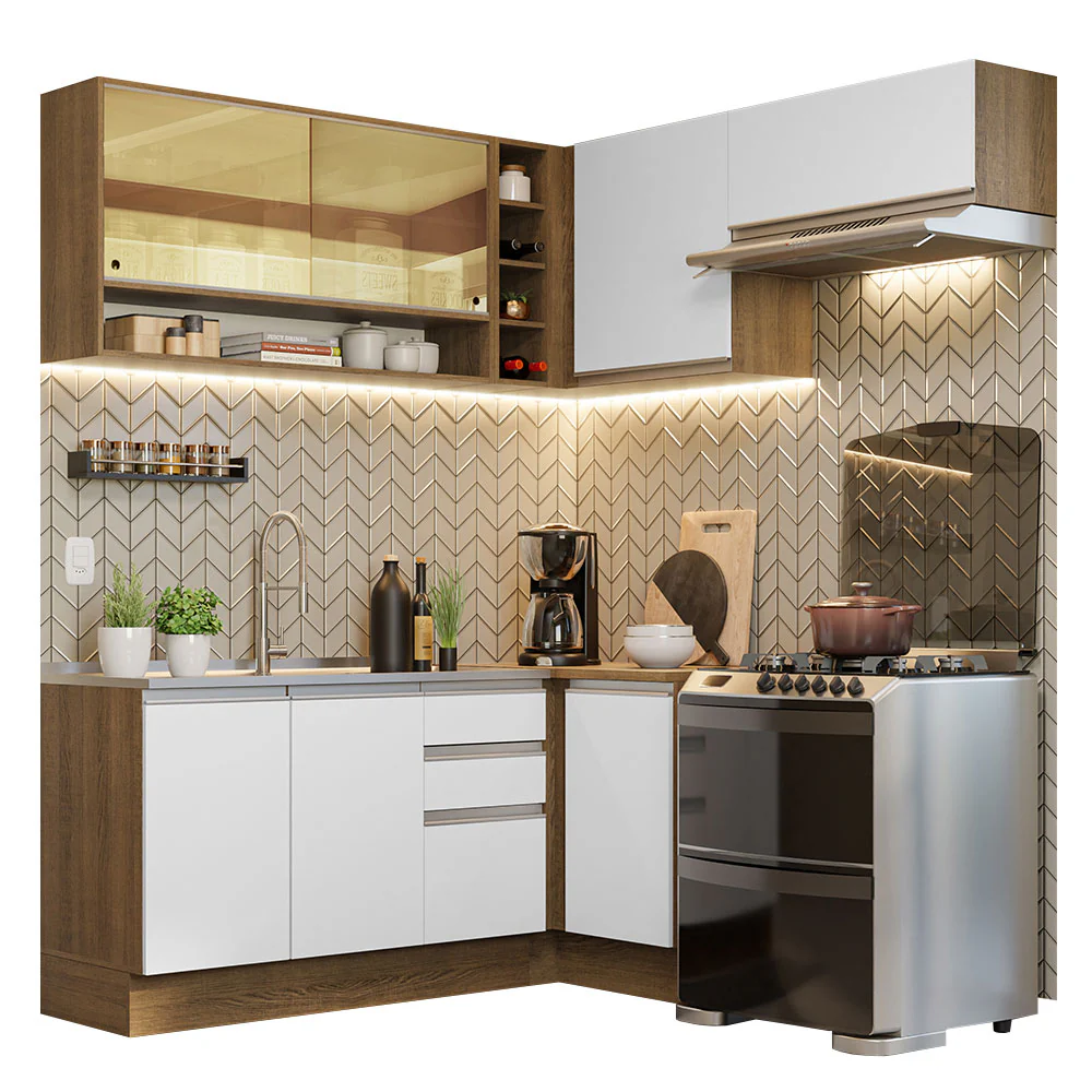 Armário de Cozinha Completa de Canto 349cm Rustic/Branco Glamy Madesa 06 - Image 2
