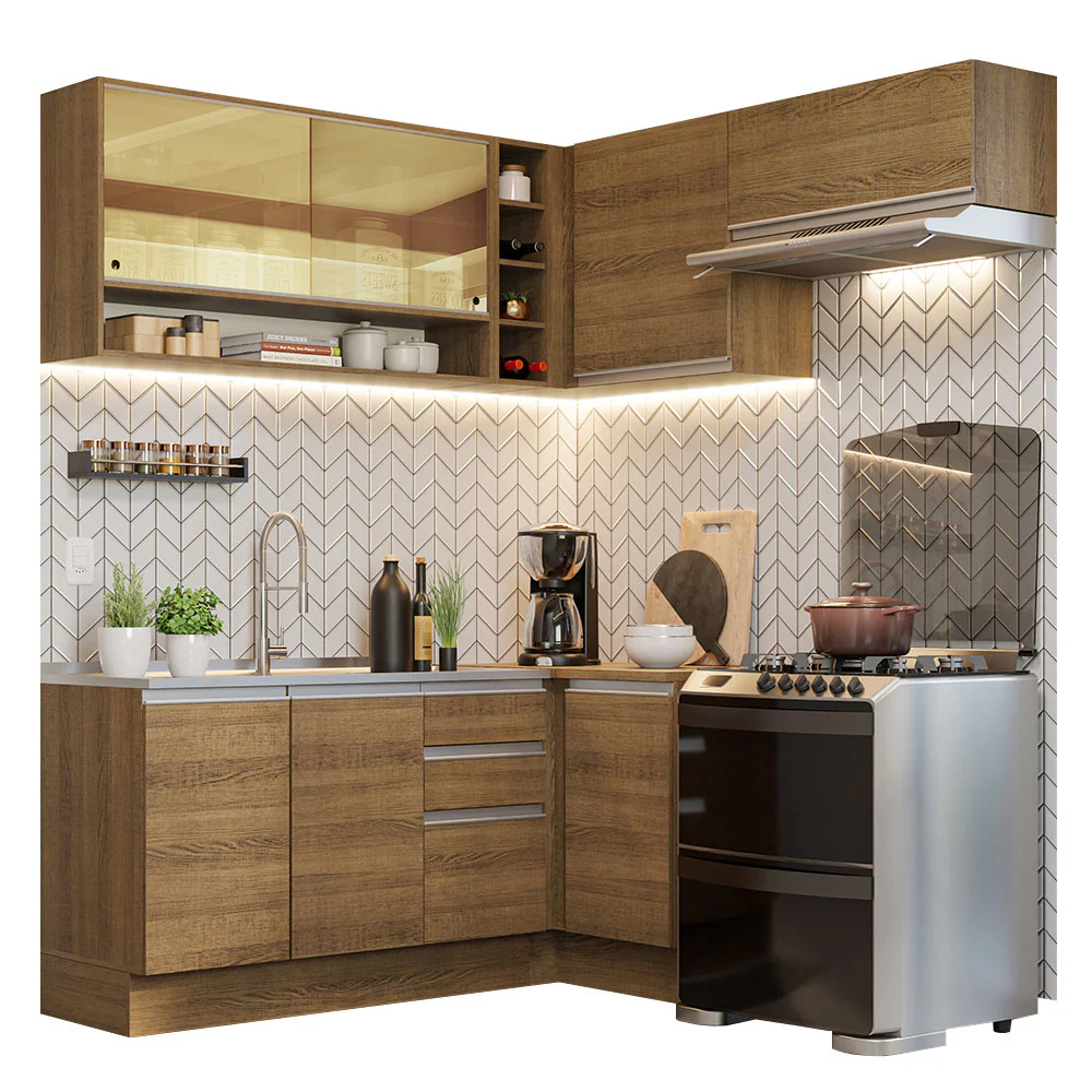 Armário de Cozinha Completa de Canto 349cm Rustic Glamy Madesa 06 - Image 2