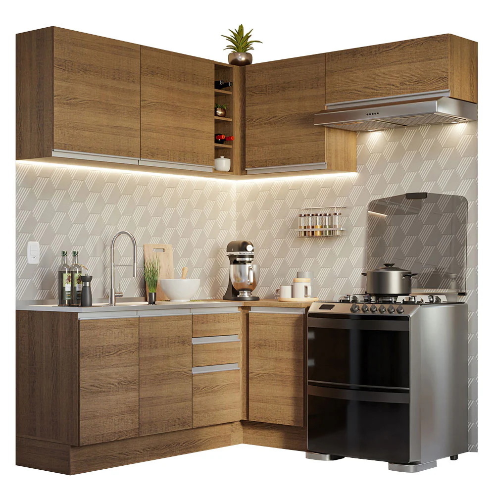 Armário de Cozinha Completa de Canto 349cm Rustic Glamy Madesa 07 - Image 2