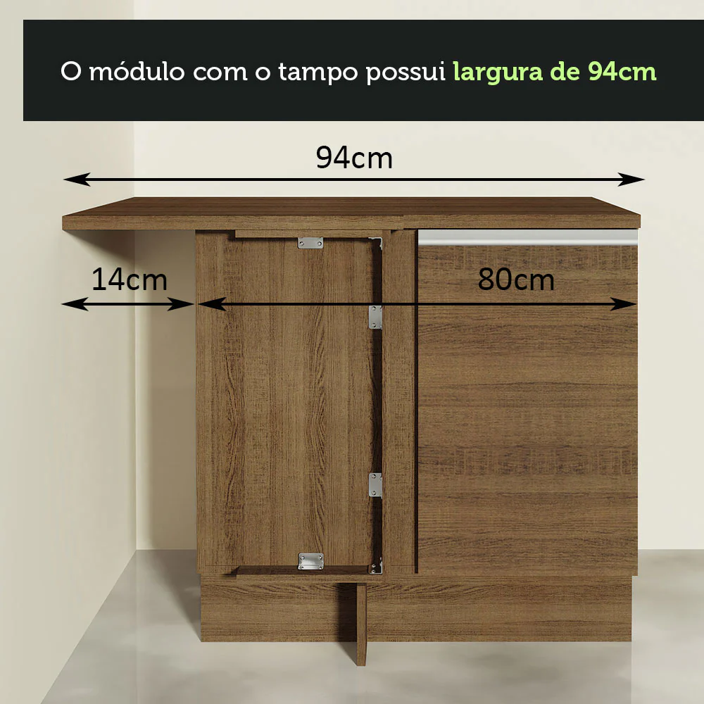 Armário de Cozinha Completa de Canto 349cm Rustic Glamy Madesa 07 - Image 9