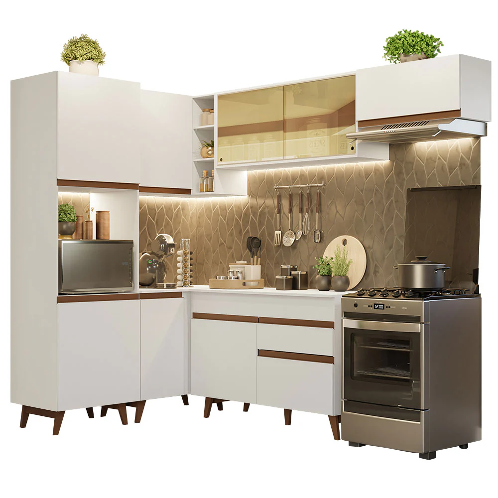 Armário de Cozinha Completa de Canto 392cm Branco Reims Madesa 03 - Image 2