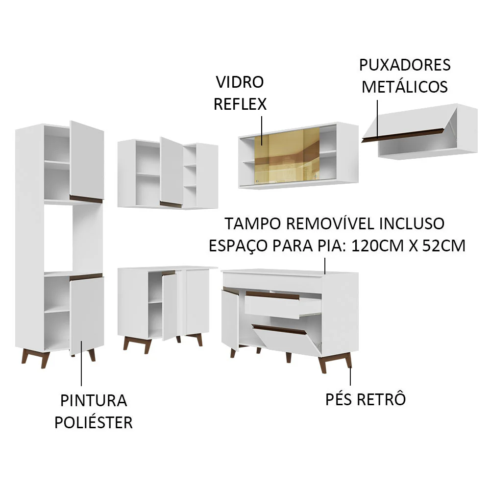 Armário de Cozinha Completa de Canto 392cm Branco Reims Madesa 03 - Image 4