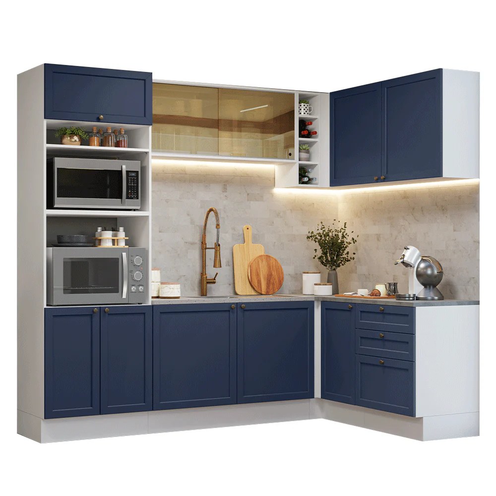 Armário de Cozinha Completa de Canto 399 cm Branco/Azul Vik Madesa 02 - Image 2