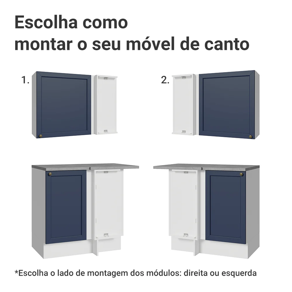 Armário de Cozinha Completa de Canto 399 cm Branco/Azul Vik Madesa 02 - Image 9
