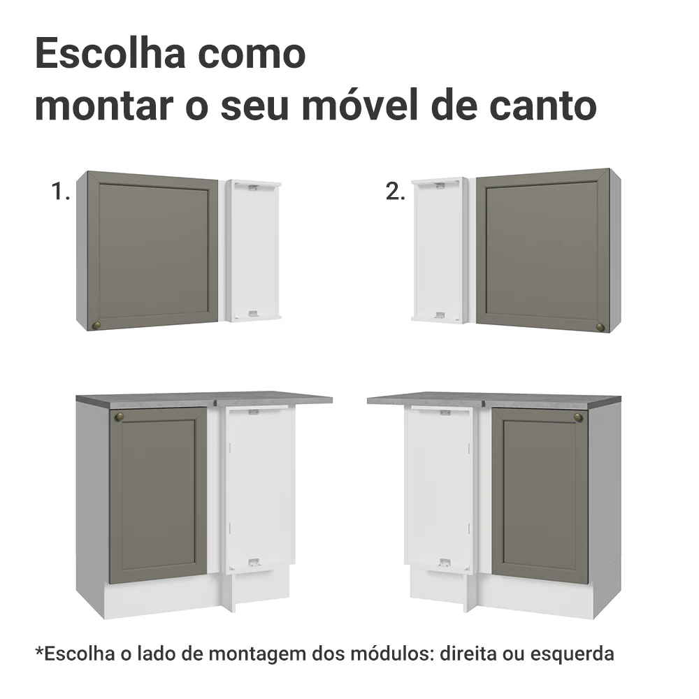 Armário de Cozinha Completa de Canto 399 cm Branco/Cinza Vik Madesa 01 - Image 9