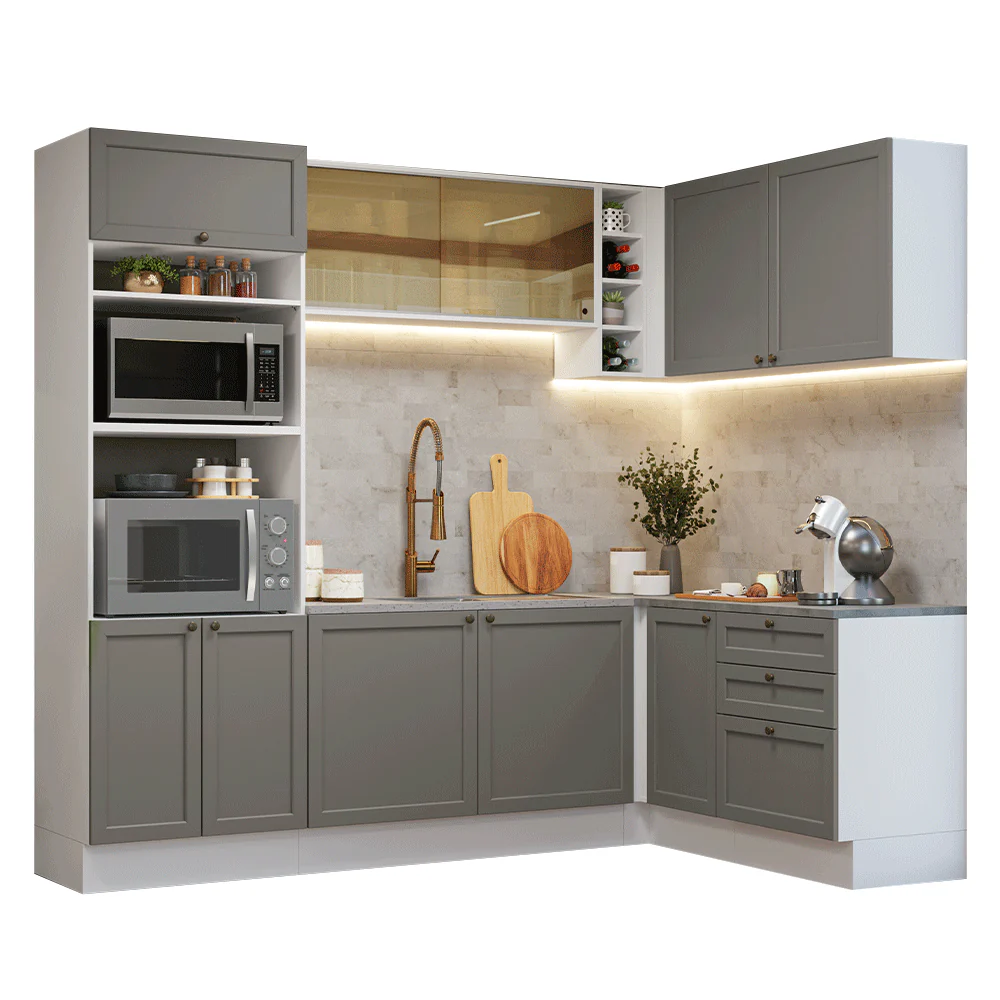 Armário de Cozinha Completa de Canto 399 cm Branco/Cinza Vik Madesa 02 - Image 2