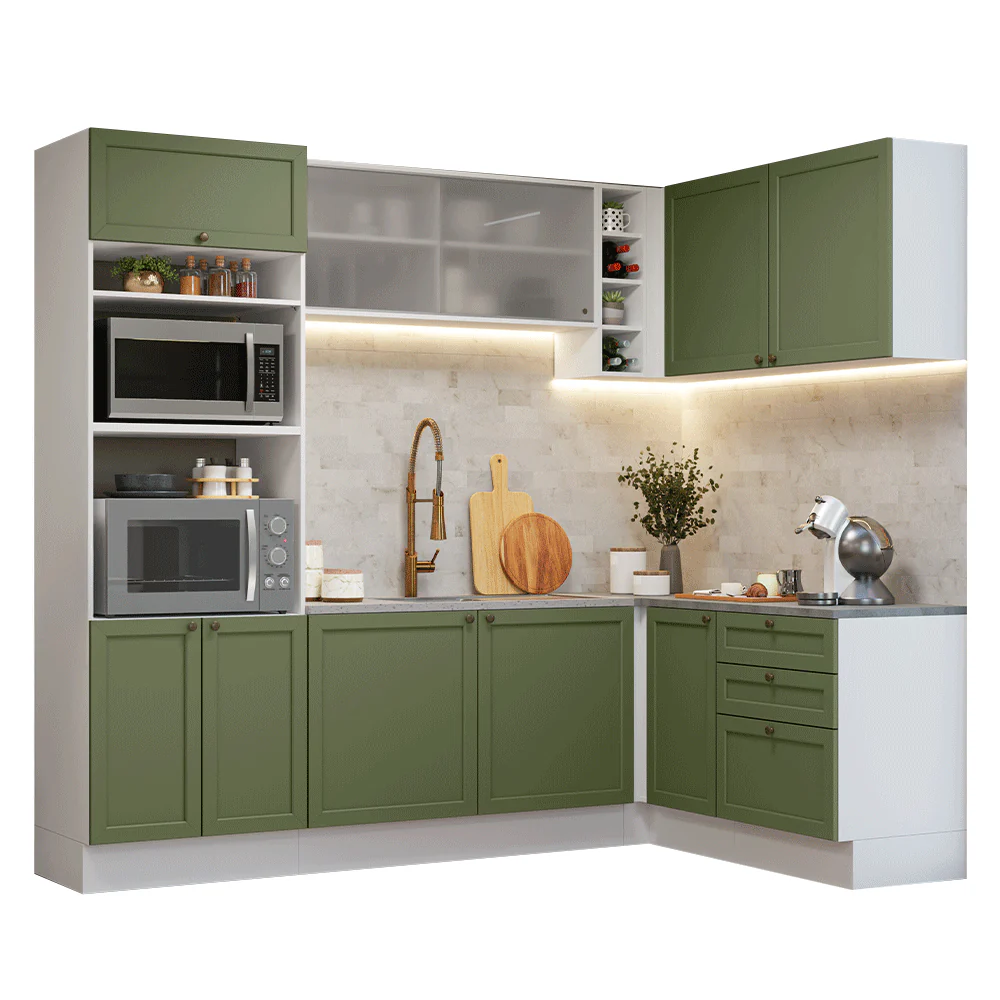 Armário de Cozinha Completa de Canto 399 cm Branco/Verde Vik Madesa 01 - Image 2