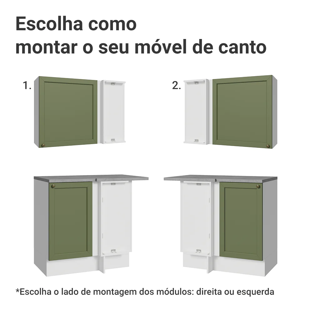 Armário de Cozinha Completa de Canto 399 cm Branco/Verde Vik Madesa 02 - Image 9