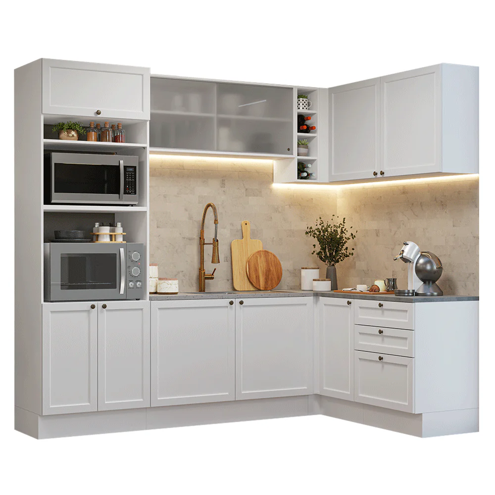 Armário de Cozinha Completa de Canto 399 cm Branco Vik Madesa 01 - Image 2