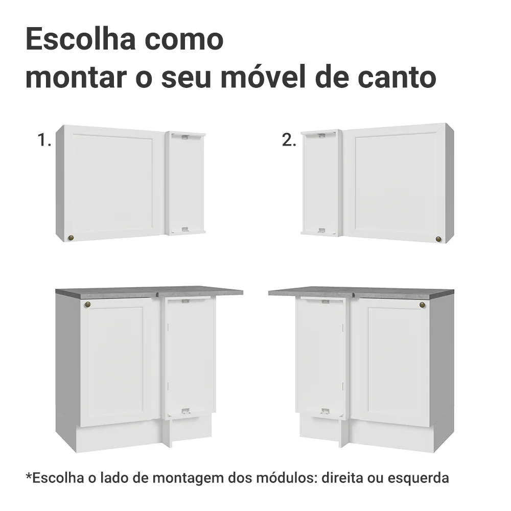 Armário de Cozinha Completa de Canto 399 cm Branco Vik Madesa 01 - Image 9