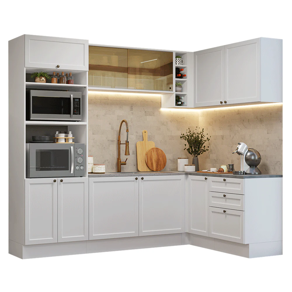 Armário de Cozinha Completa de Canto 399 cm Branco Vik Madesa 02 - Image 2