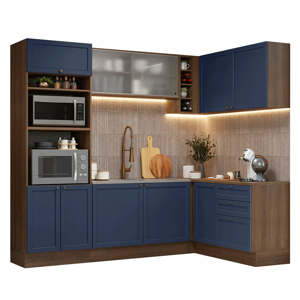Armário de Cozinha Completa de Canto 399 cm Rustic/Azul Vik Madesa 01 - Image 2