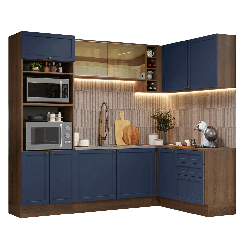 Armário de Cozinha Completa de Canto 399 cm Rustic/Azul Vik Madesa 02 - Image 2
