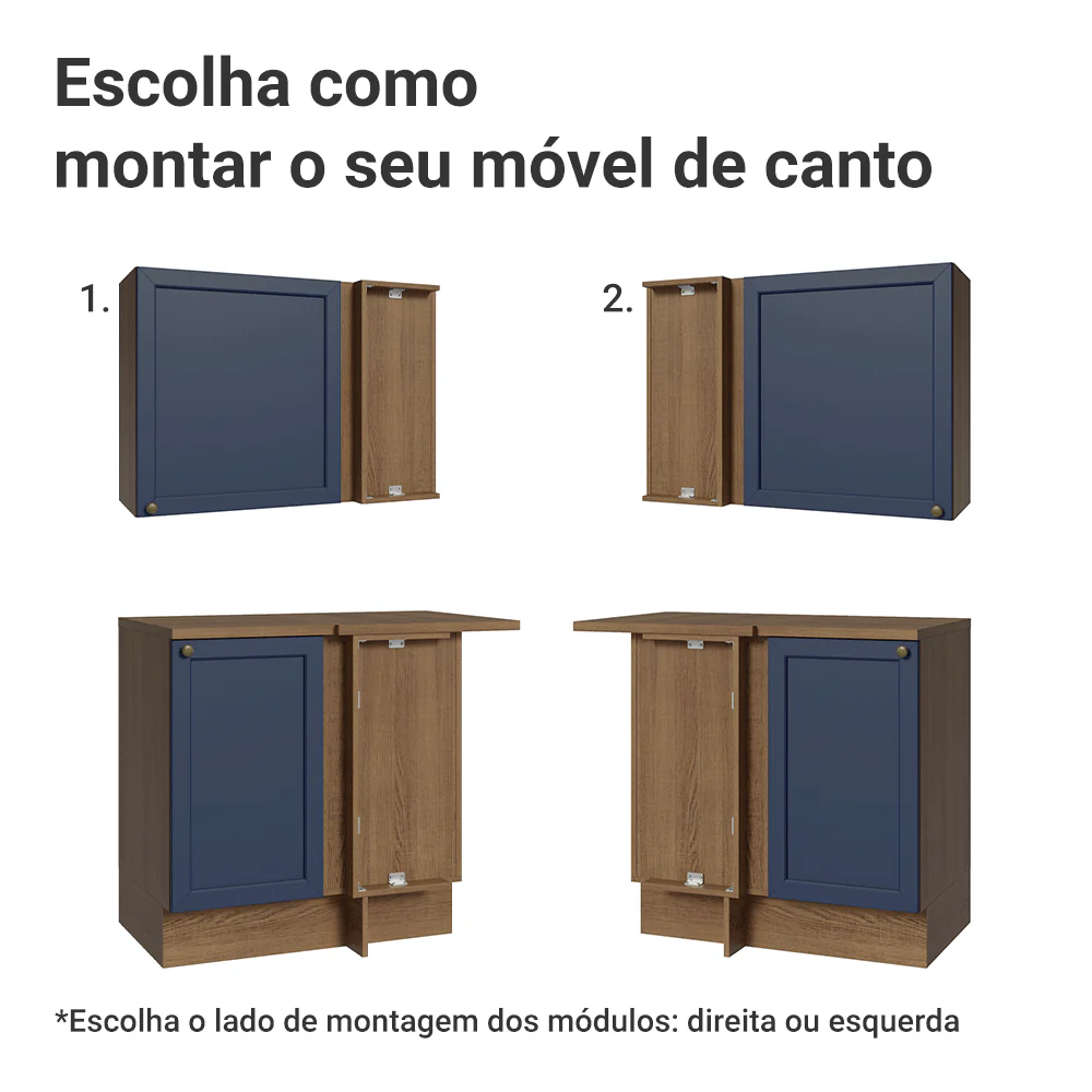Armário de Cozinha Completa de Canto 399 cm Rustic/Azul Vik Madesa 02 - Image 9