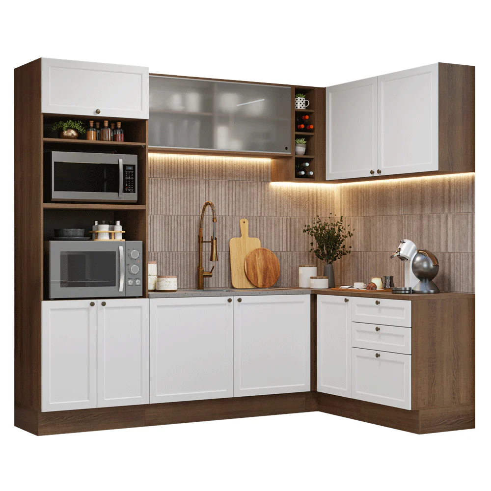 Armário de Cozinha Completa de Canto 399 cm Rustic/Branco Vik Madesa 01 - Image 2