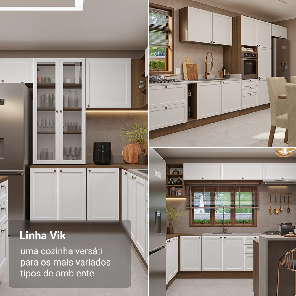 Armário de Cozinha Completa de Canto 399 cm Rustic/Branco Vik Madesa 01 - Image 5