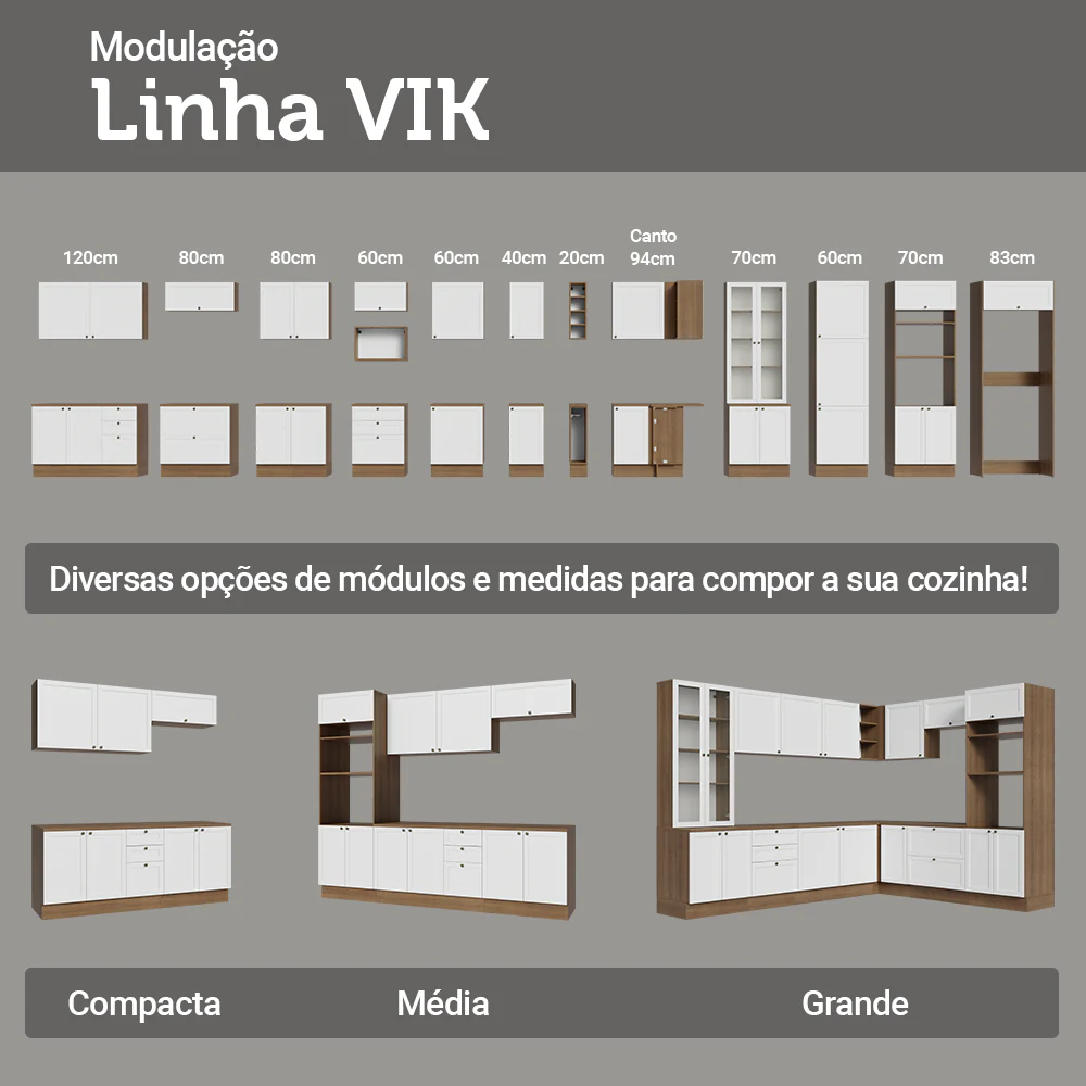 Armário de Cozinha Completa de Canto 399 cm Rustic/Branco Vik Madesa 02 - Image 10