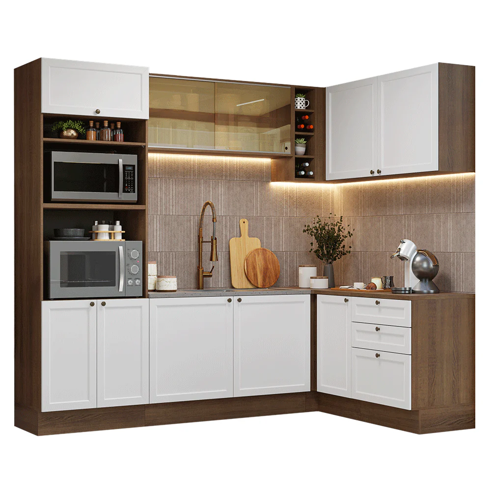 Armário de Cozinha Completa de Canto 399 cm Rustic/Branco Vik Madesa 02 - Image 2