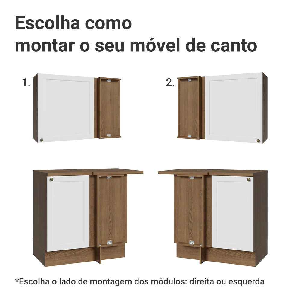 Armário de Cozinha Completa de Canto 399 cm Rustic/Branco Vik Madesa 02 - Image 9
