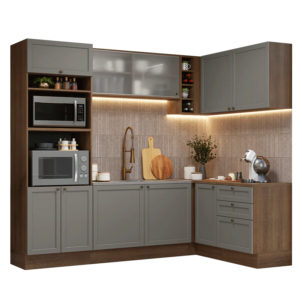 Armário de Cozinha Completa de Canto 399 cm Rustic/Cinza Vik Madesa 01 - Image 2