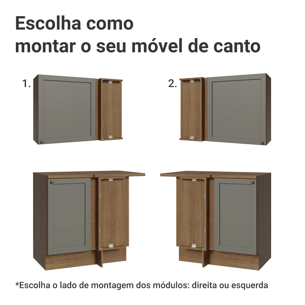 Armário de Cozinha Completa de Canto 399 cm Rustic/Cinza Vik Madesa 01 - Image 9