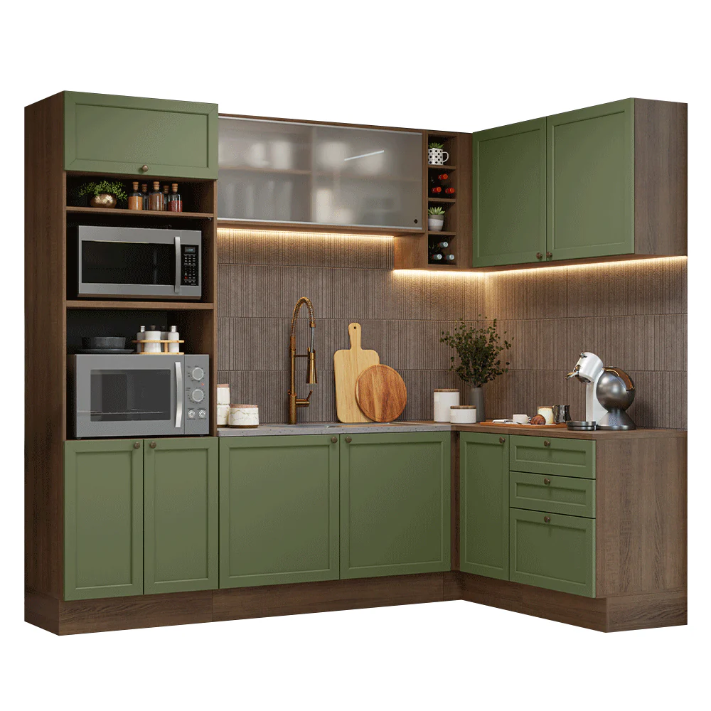 Armário de Cozinha Completa de Canto 399 cm Rustic/Verde Vik Madesa 01 - Image 2