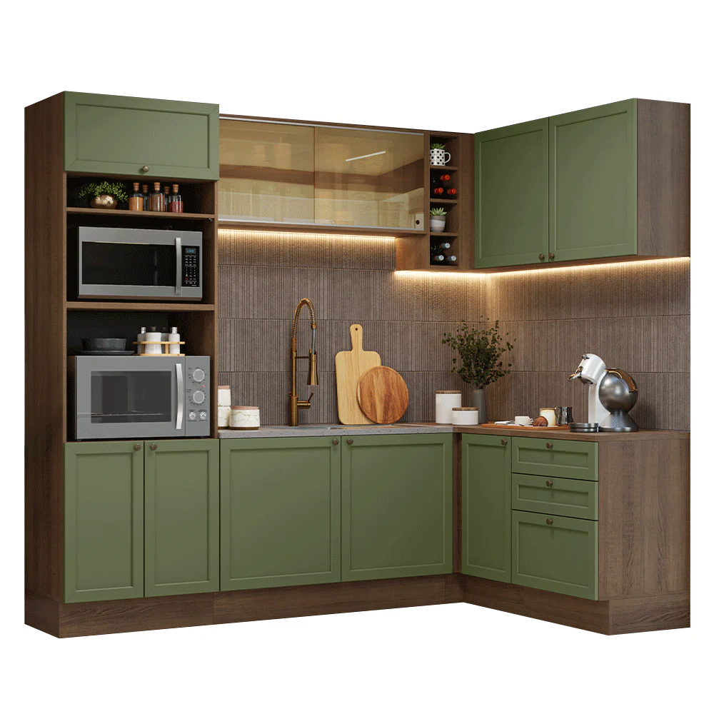 Armário de Cozinha Completa de Canto 399 cm Rustic/Verde Vik Madesa 02 - Image 2