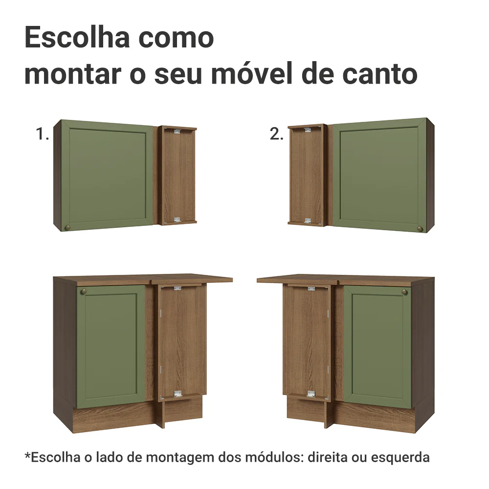 Armário de Cozinha Completa de Canto 399 cm Rustic/Verde Vik Madesa 02 - Image 9