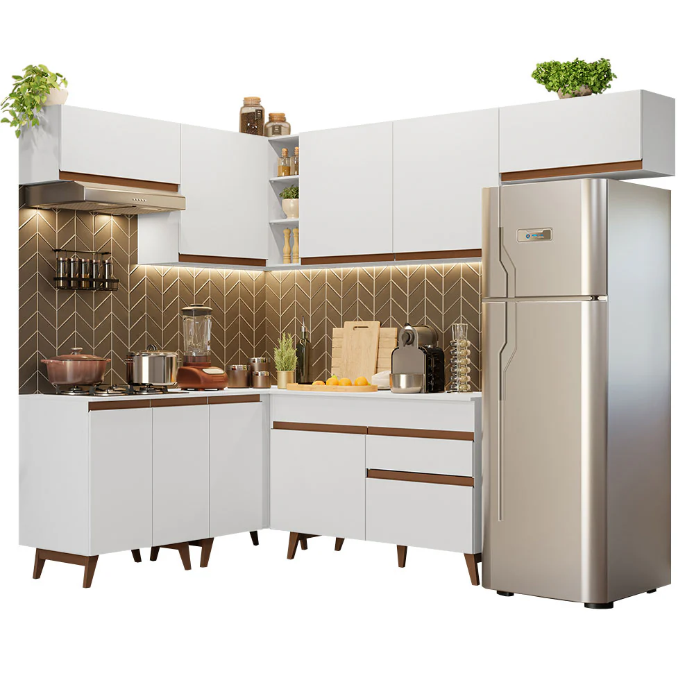 Armário de Cozinha Completa de Canto 402cm Branco Reims Madesa 03 - Image 2
