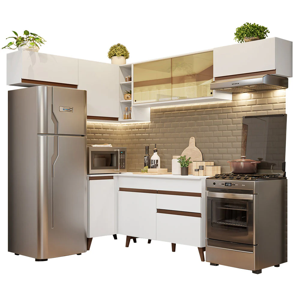 Armário de Cozinha Completa de Canto 402cm Branco Reims Madesa 04 - Image 2