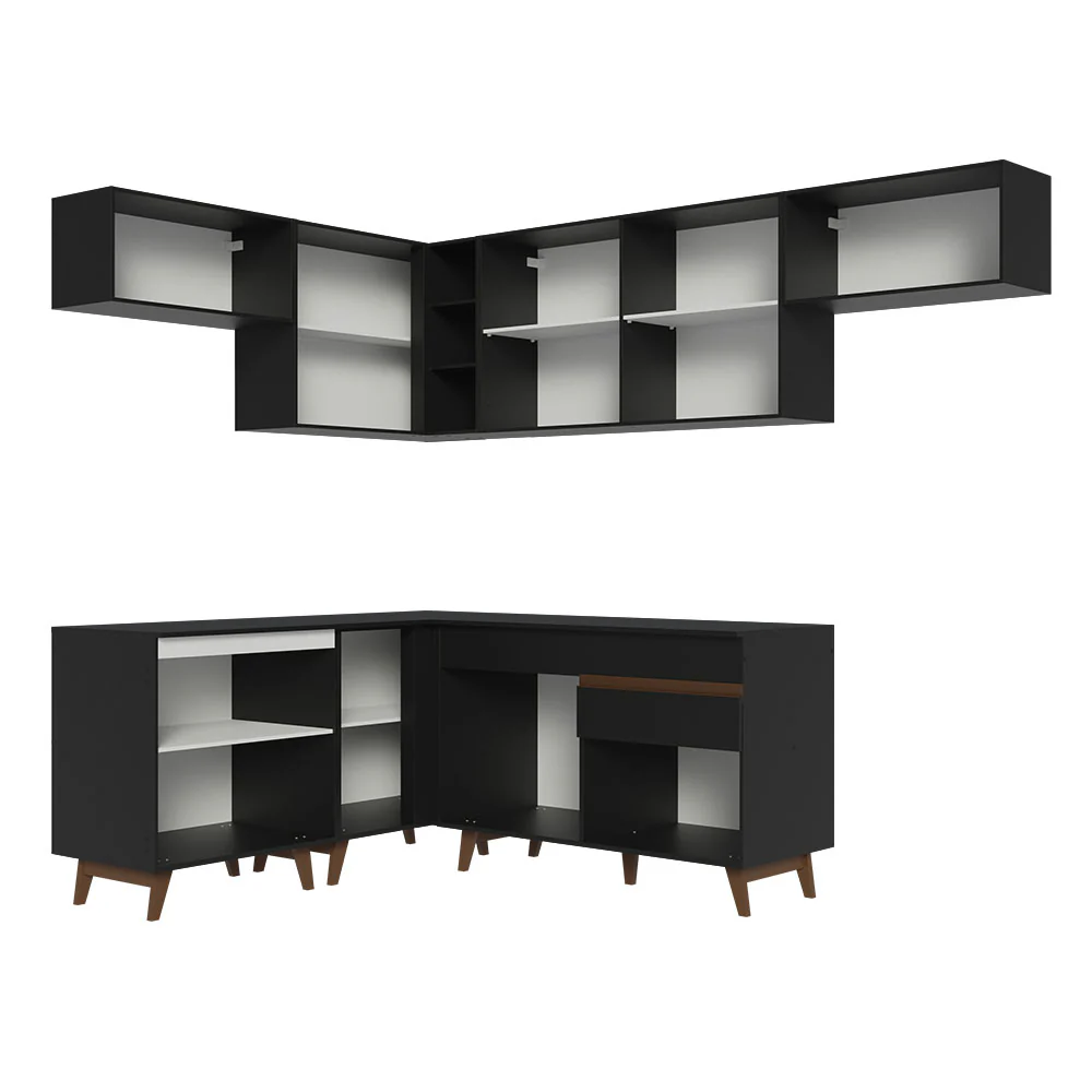 Armário de Cozinha Completa de Canto 402cm Preto Reims Madesa 03 - Image 12