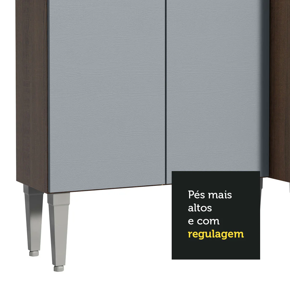 Armário de Cozinha Completa de Canto 417cm Cinza/Rustic Emilly Madesa 02 - Image 8