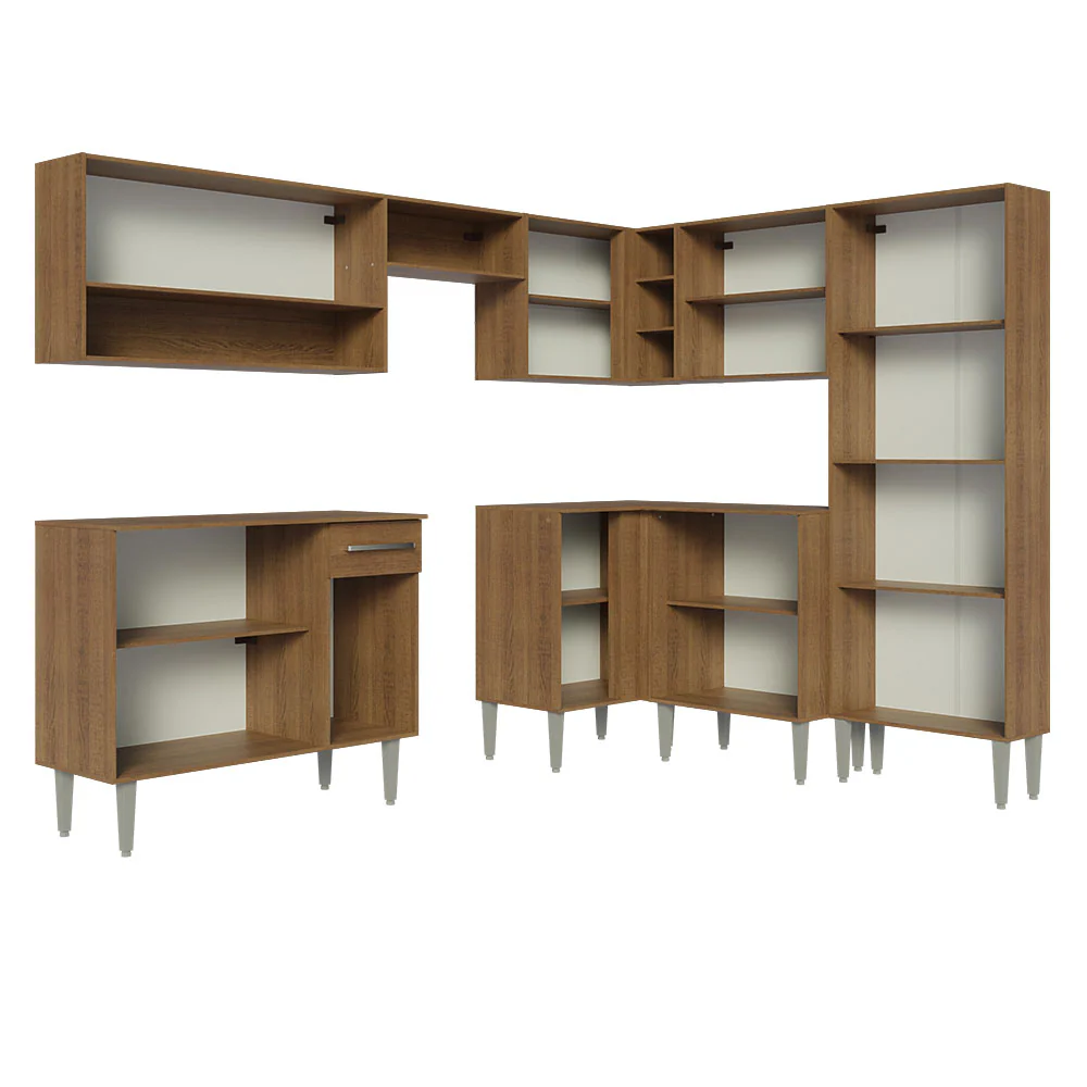 Armário de Cozinha Completa de Canto 417cm Rustic/Branco Emilly Madesa 02 - Image 6