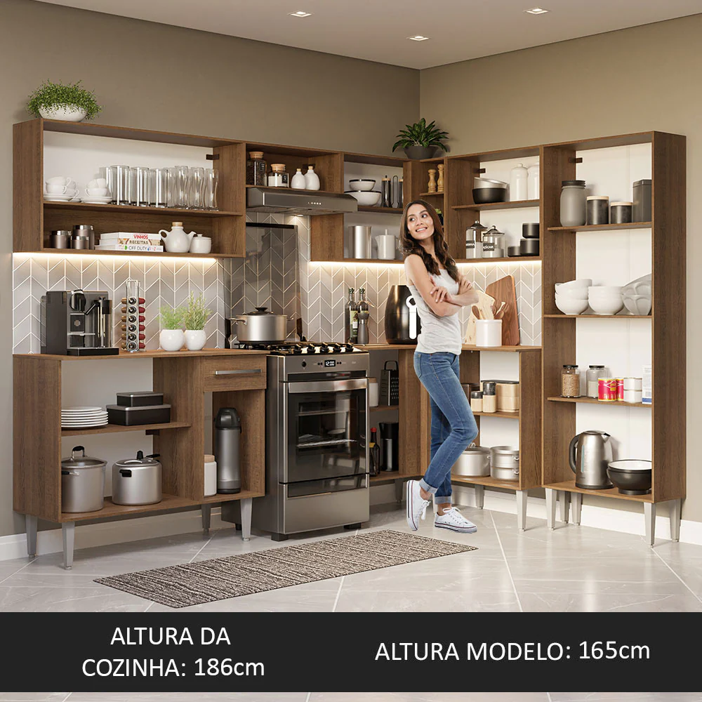 Armário de Cozinha Completa de Canto 417cm Rustic Emilly Madesa 02 - Image 5