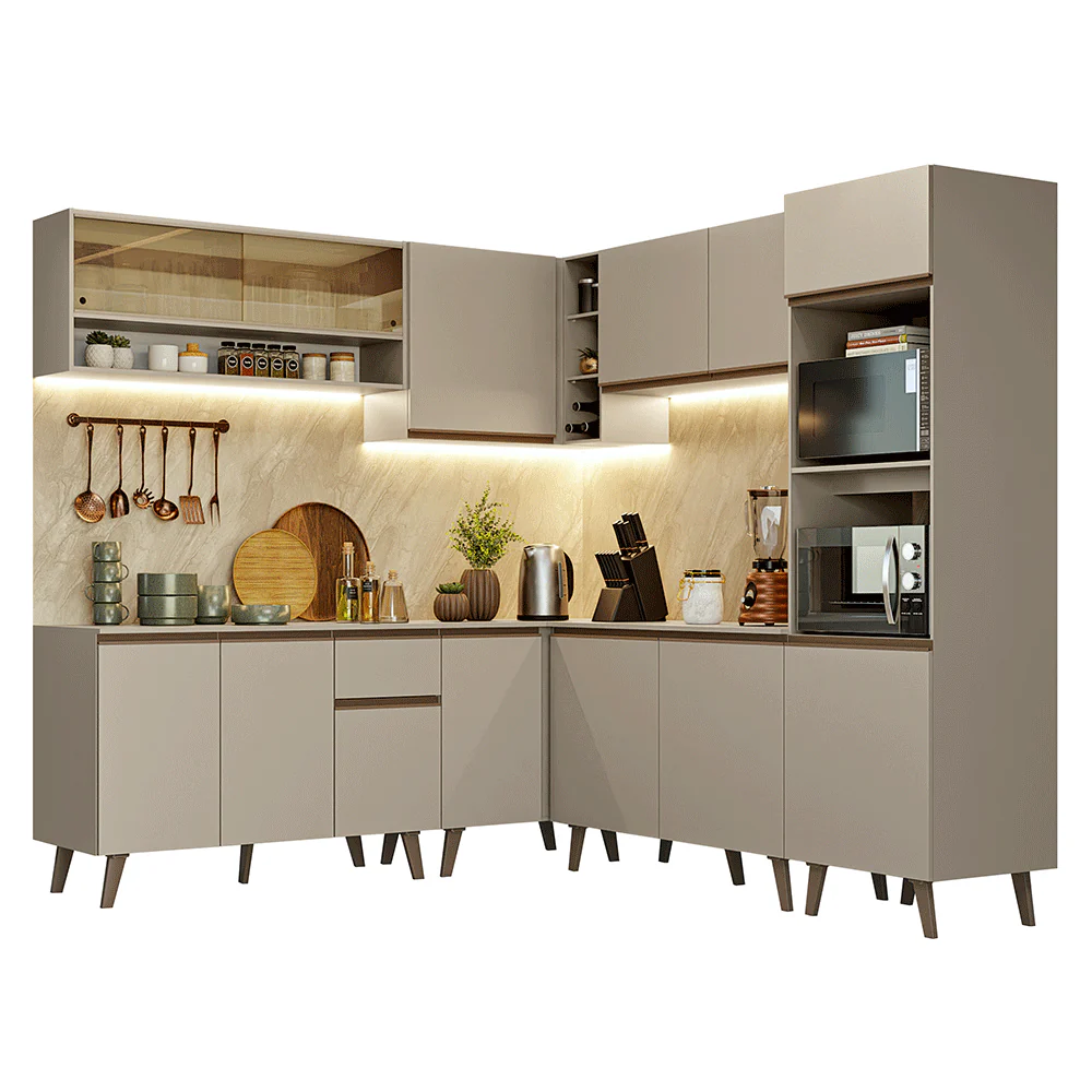 Armário de Cozinha Completa de Canto 445cm Crema Nice Madesa 01 - Image 2