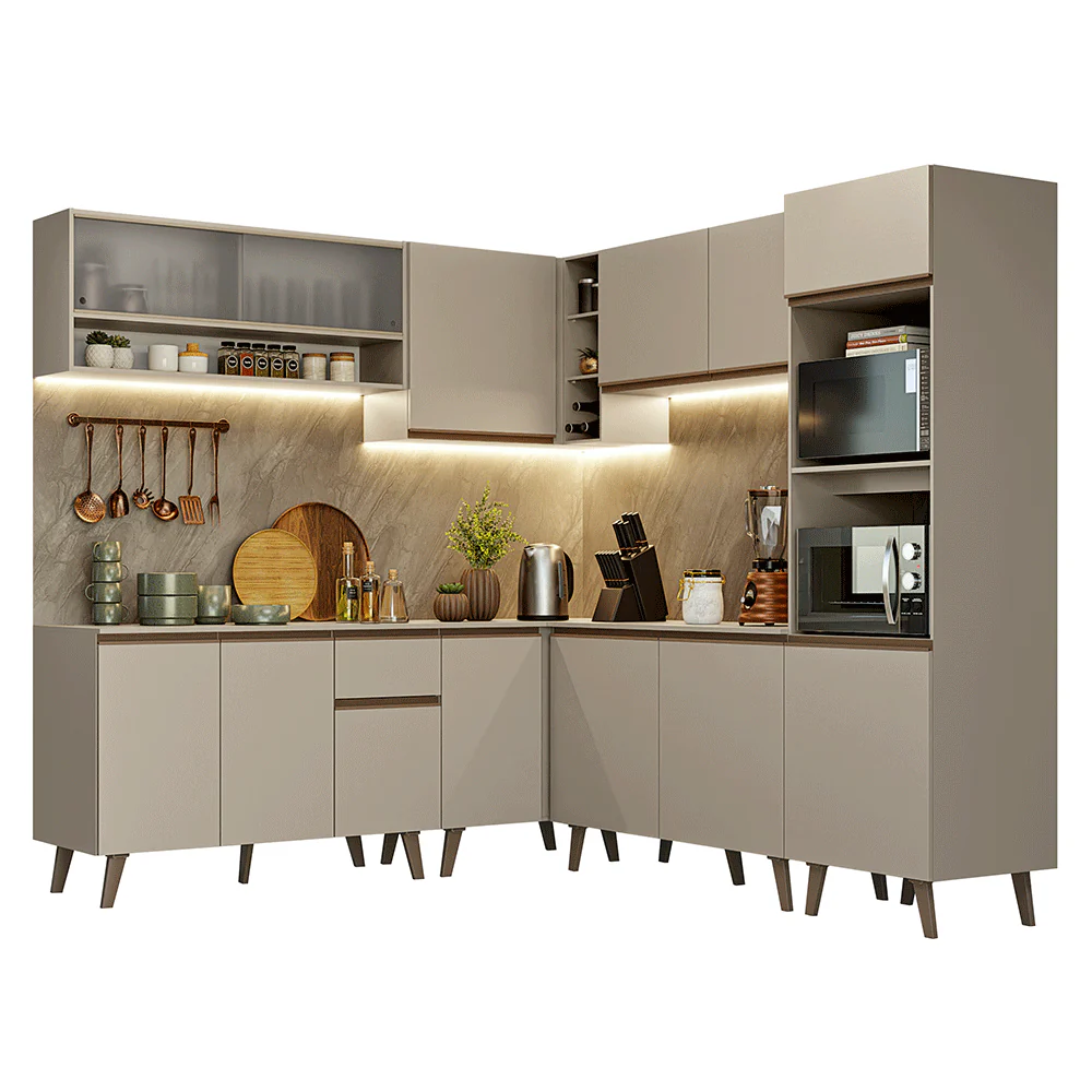 Armário de Cozinha Completa de Canto 445cm Crema Nice Madesa 02 - Image 2
