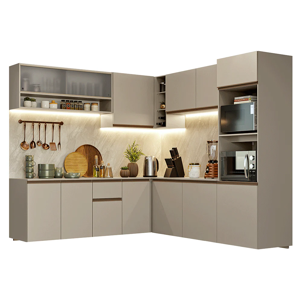 Armário de Cozinha Completa de Canto 445cm Suspensa Crema Nice Madesa 03 - Image 2
