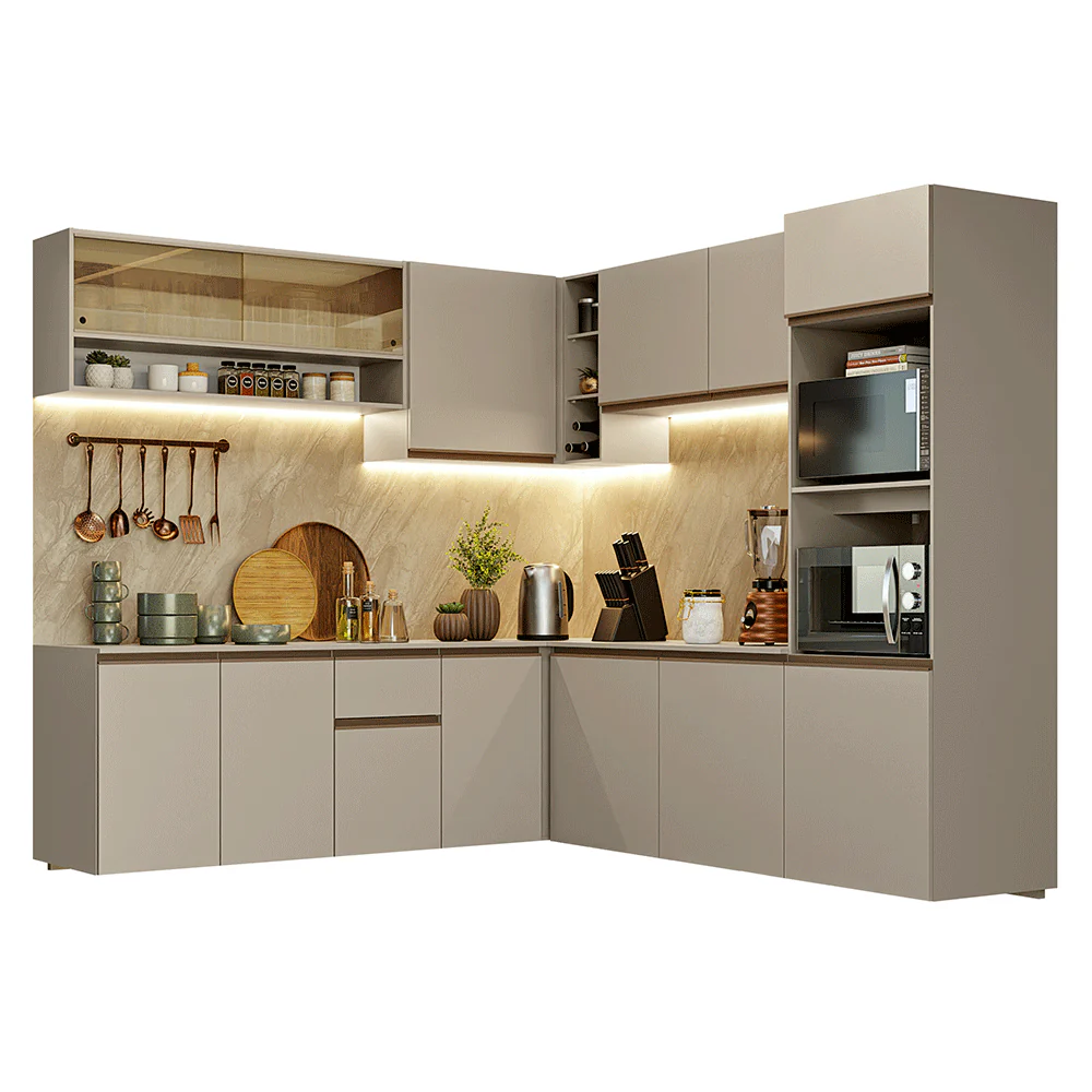 Armário de Cozinha Completa de Canto 445cm Suspensa Crema Nice Madesa 04 - Image 2