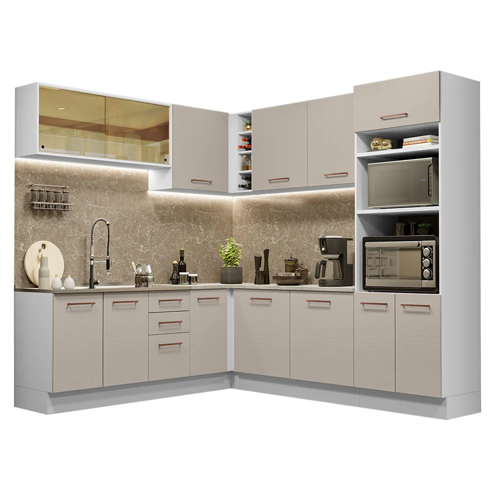 Armário de Cozinha Completa de Canto 459cm Branco/Crema Agata Madesa 01 - Image 2