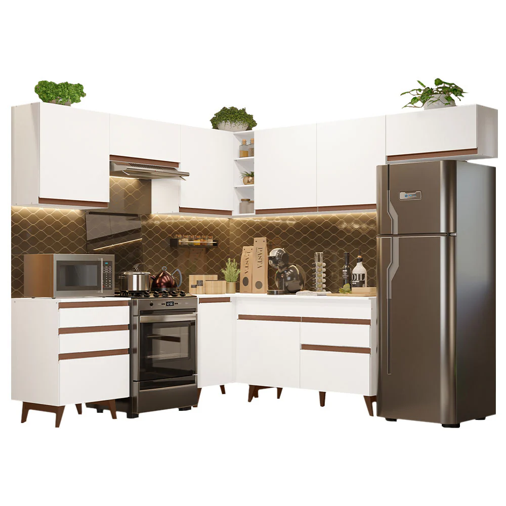 Armário de Cozinha Completa de Canto 462cm Branco Reims Madesa 03 - Image 2